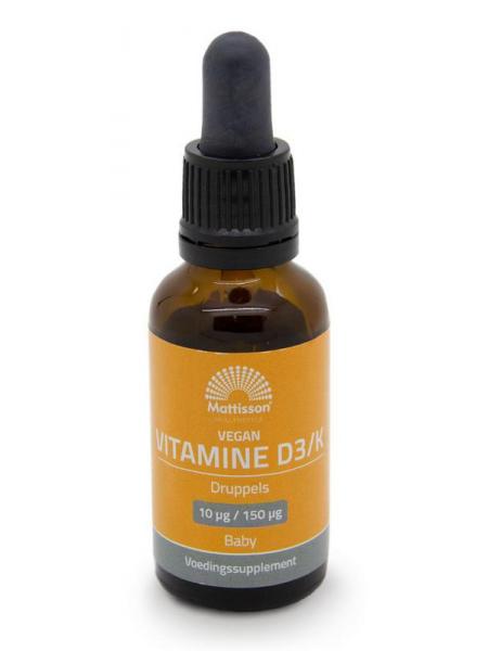 Vitamine D3/k baby 10mcg/150mcg vegan druppels