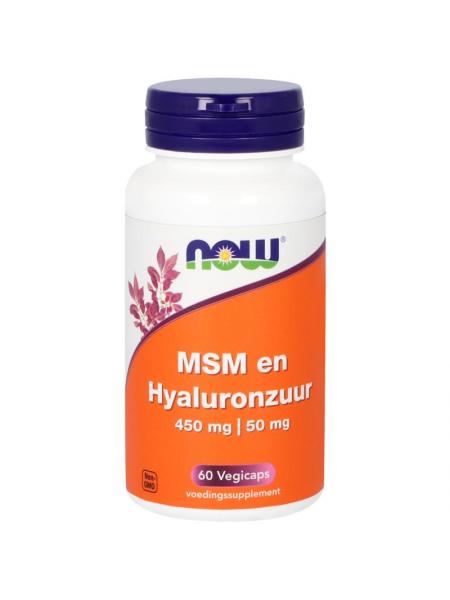 NOW MSM 450 mg en Hyaluronzuur 50 mg