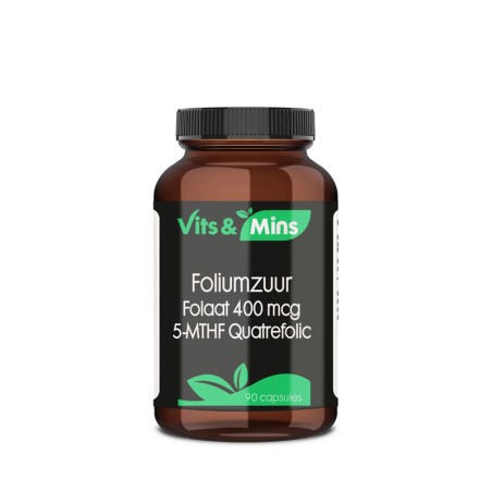 Vits & Mins Foliumzuur 400 mcg - Actieve Vorm (5-MTHF Quatrefolic®) | Amersfoort & Utrecht | vitsenmins.nl