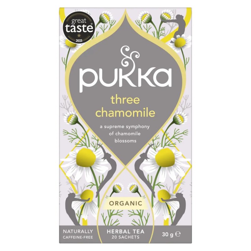 Pukka Three Chamomile Bio – Zachte biologische kamille-infusie | vitsenmins.nl