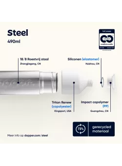 Dopper Steel 490 ml | RVS Waterfles | Vits & Mins
