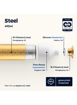 Dopper Steel 490 ml Gold | RVS Waterfles | Vits & Mins