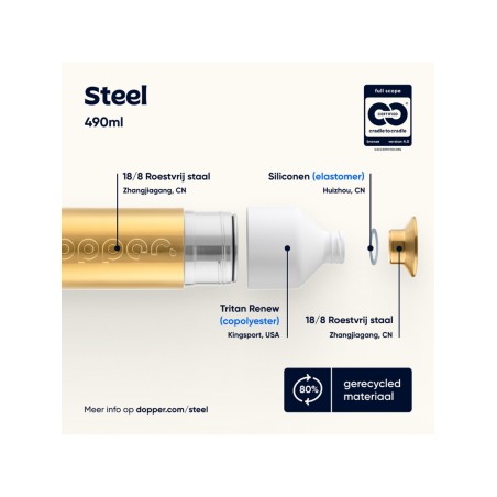 Dopper Steel 490 ml Gold | RVS Waterfles | Vits & Mins