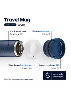 Dopper Travel Mug 400 ml Breaker Blue | Thermosbeker | Vits & Min