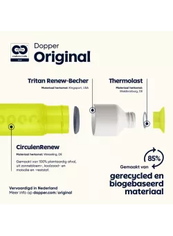 Dopper Original 450 ml Seahorse Lime | Herbruikbare Waterfles | Vits & Mins