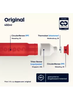 Dopper Original 450 ml Simply Red | Herbruikbare Waterfles | Vits & Mins