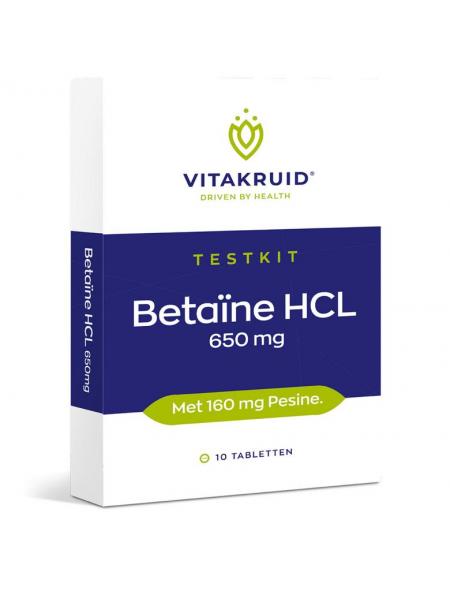 Vitakruid Betaine HCL 650 mg & pepsine 160 mg testkit