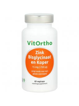 Vitortho Zink bisglycinaat 15mg en koper 250mcg