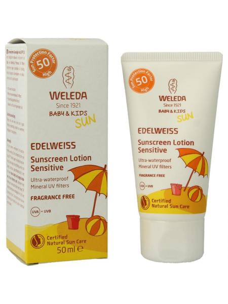 Weleda Edelweiss zonnecreme gevoelige huid SPF50