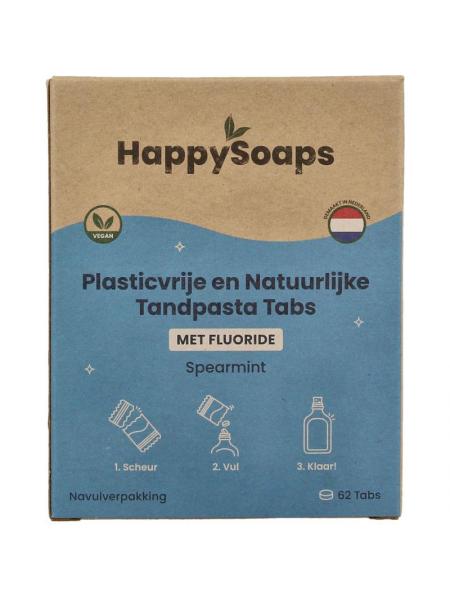 Happysoaps Tandpasta tabs met fluoride navulverpakking