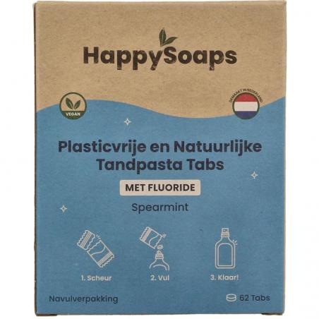 Happysoaps Tandpasta tabs met fluoride navulverpakking